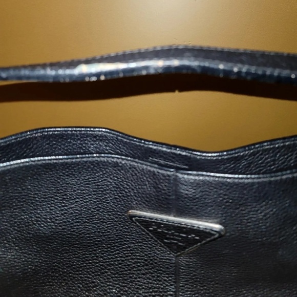 Vtg PRADA Satchel Medium Black Leather Snap Closure - Picture 5 of 7